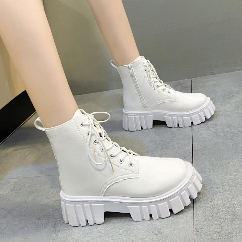 Short Martin Boots Women's Autumn and Winter 2023 New Korean Version of Fashion Women's Shoes Platform-soled Lace-up Side Zipper Women's Boots
