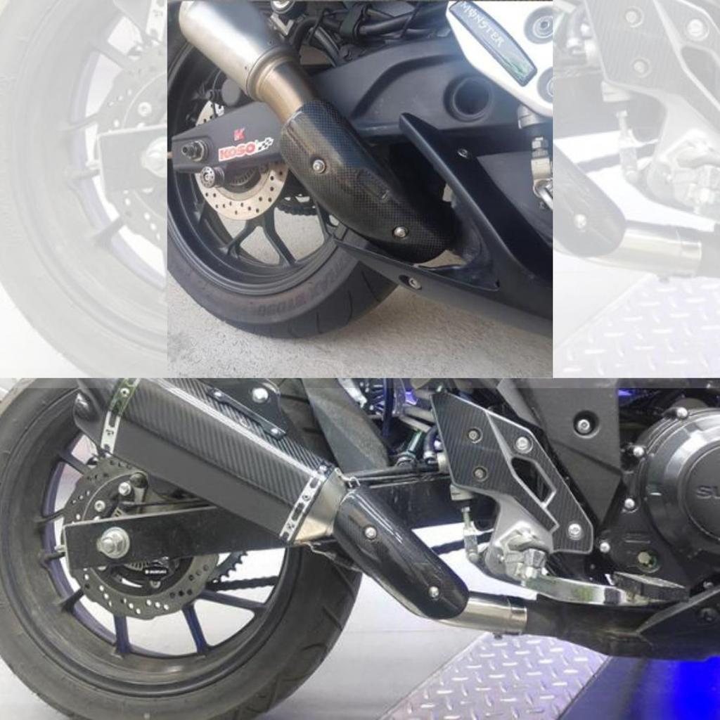 Partools Motorcycle Muffler Guard Heat Shield Stainless Steel Universal Carbon (Carbon)