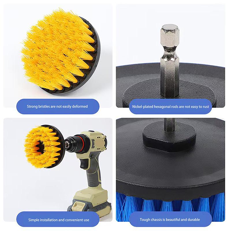 Electric Scrubber Grill Brush Kit 2/3.5/4'' Power Cleaning Brush For Car Bathroom Floor, Tub Shower Grout Nylon Attachments