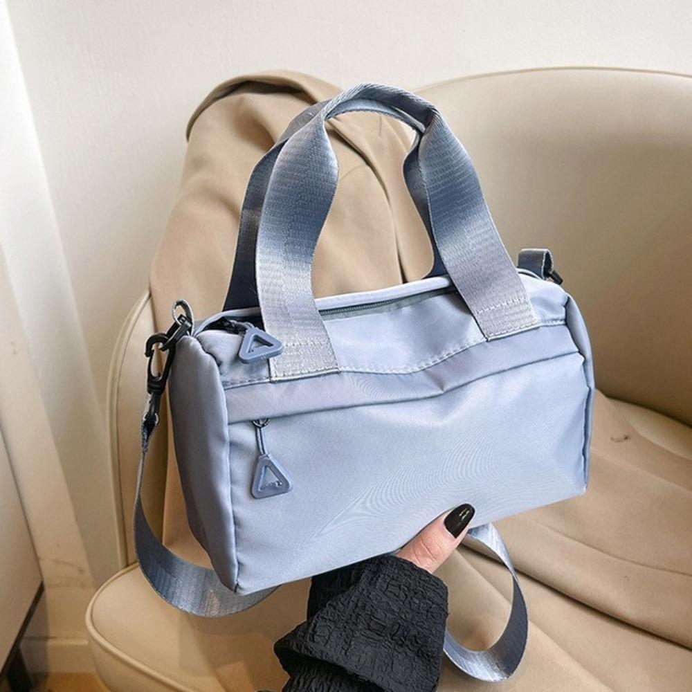 Solid Color Nylon Shoulder Bag Zipper Small Square Bag Casual Canvas Crossbody Bag Girls/boys