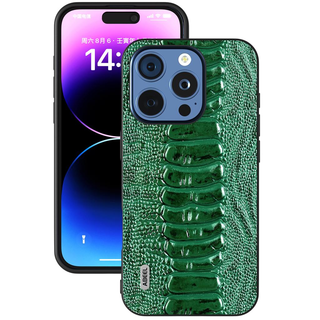 ABEEL Чехол для iPhone 16 Pro Max Текстура крокодила Натуральная коровья кожа+ТПУ+ПК Чехол для телефона