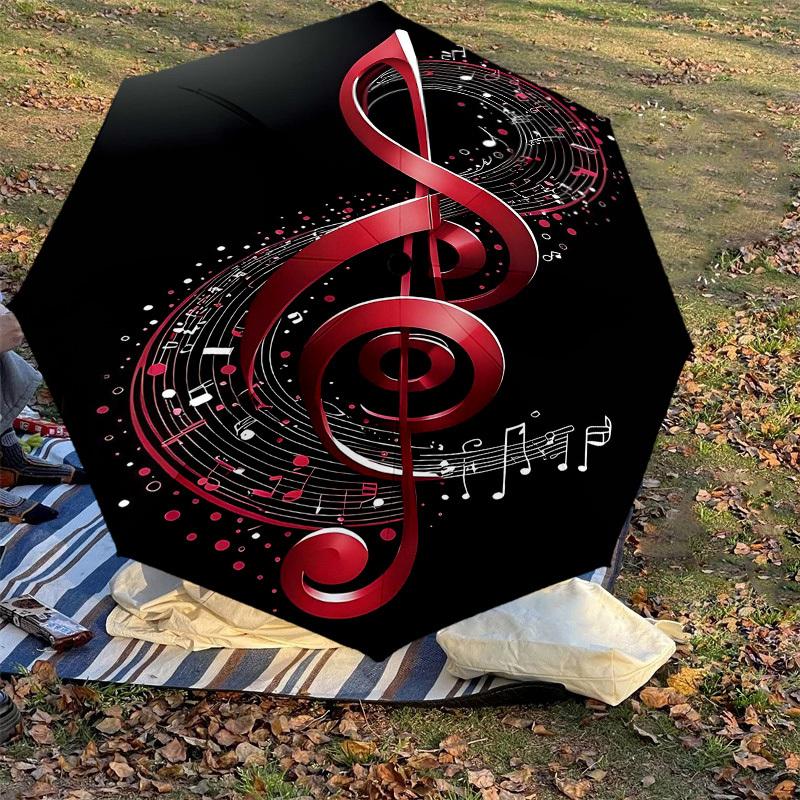 1PC Music Note Umbrella-8-Rib Reinforced, Automatic Open, Lightweight & Durable, Cute Fashion Accessory for Outdoor-T384