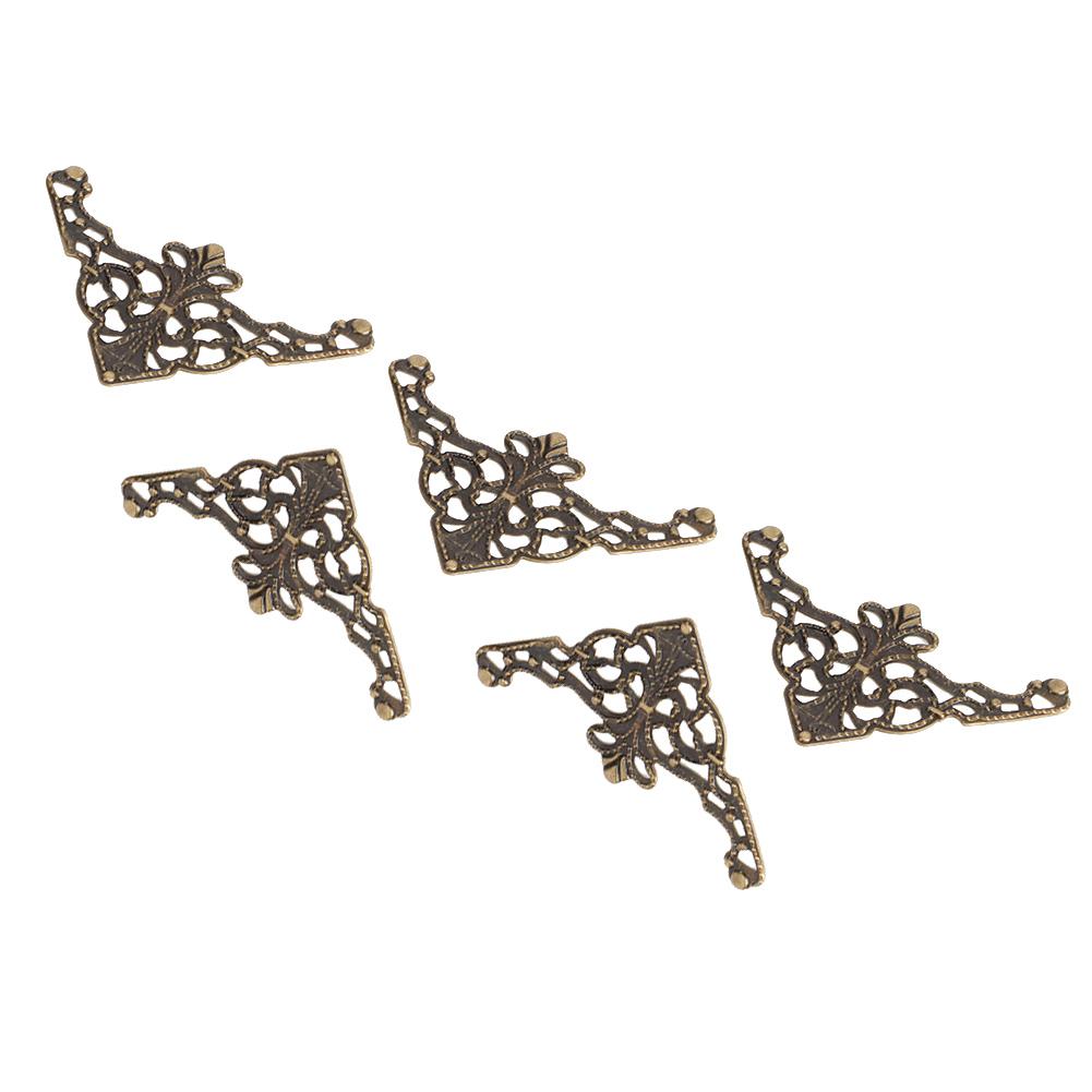 100PCS Vintage Style Iron Corner Desk Edge Corner Embellishments Decorative(Antique Brass)
