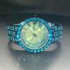 MISSFOX Iced Watch For Men Luxury Diamond Fashion Quartz Wristwatches Automatic Date Green Waterproof Clock For Gift