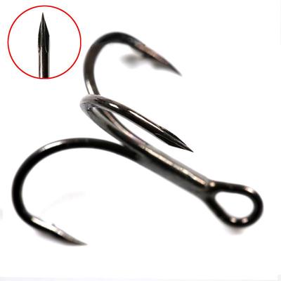 Bimoo, 10 шт., очень острые тройные крючки со стрелками, черный никель, красный, серый цвет, рыболовная приманка, спиннер, приманка, вспомогательные/запасные крючки