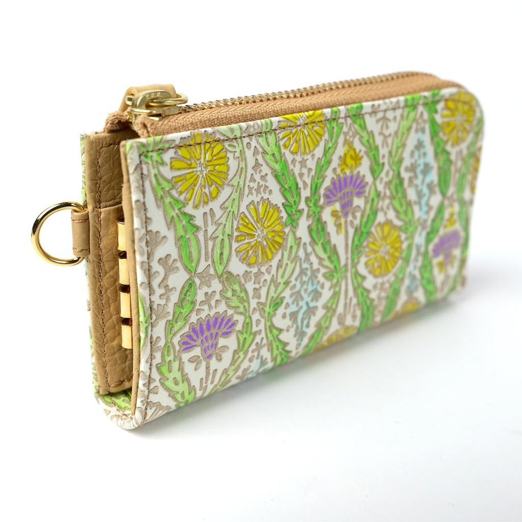 Ключ Ключ Умный Кожа Натуральная Мисузу Цветочный Подарок для Женщин и [Юдзэн Бунко] Чехол, Держатель, Ключ, L-образная Молния, Раскладной, Аксессуары, Женский,