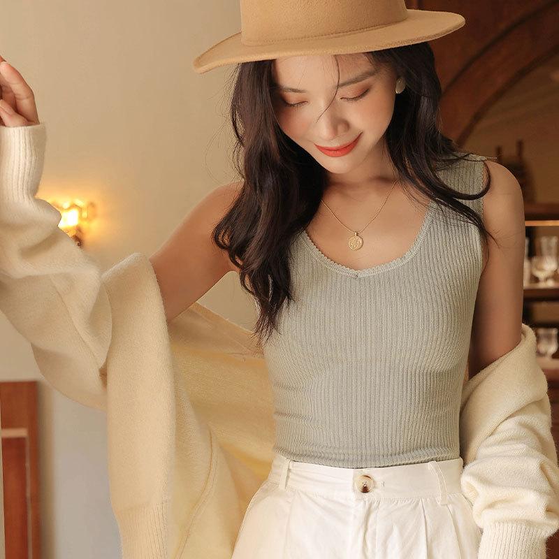 Осенне-зимний утолщенный модальный терможилет женский кружевной дизайн чувственный топ Spice Girl можно носить на улице