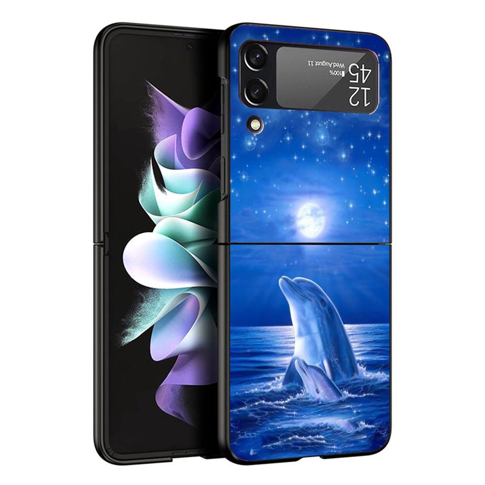 Ocean Animal Cute Dolphin Case For Samsung Galaxy Z Flip 7 6 5 4 3 z Flip7 Flip6 Flip5 Flip4 5G Phone Cover Flip3 Folding Coque