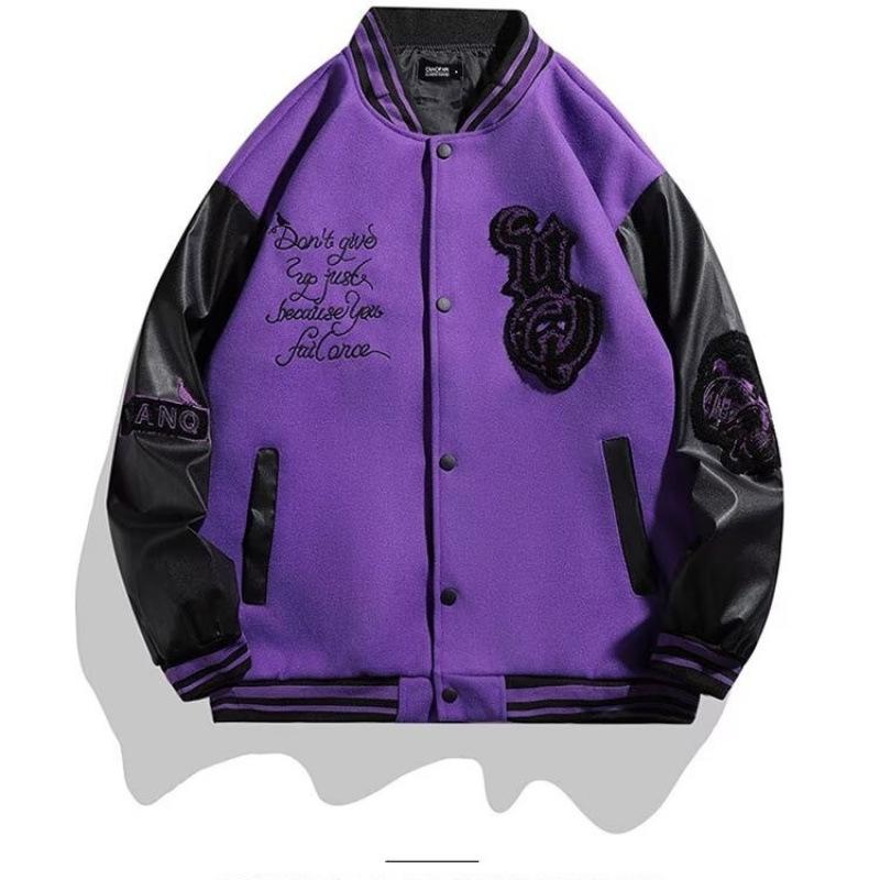 Кожаная бейсбольная куртка AC Milan с вышивкой, для тяжелых условий