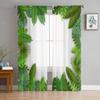 Тюлевая занавеска с тропическими зелеными листьями для гостиной, прозрачная занавеска с балдахином для кухни, спальни, оконные шторы