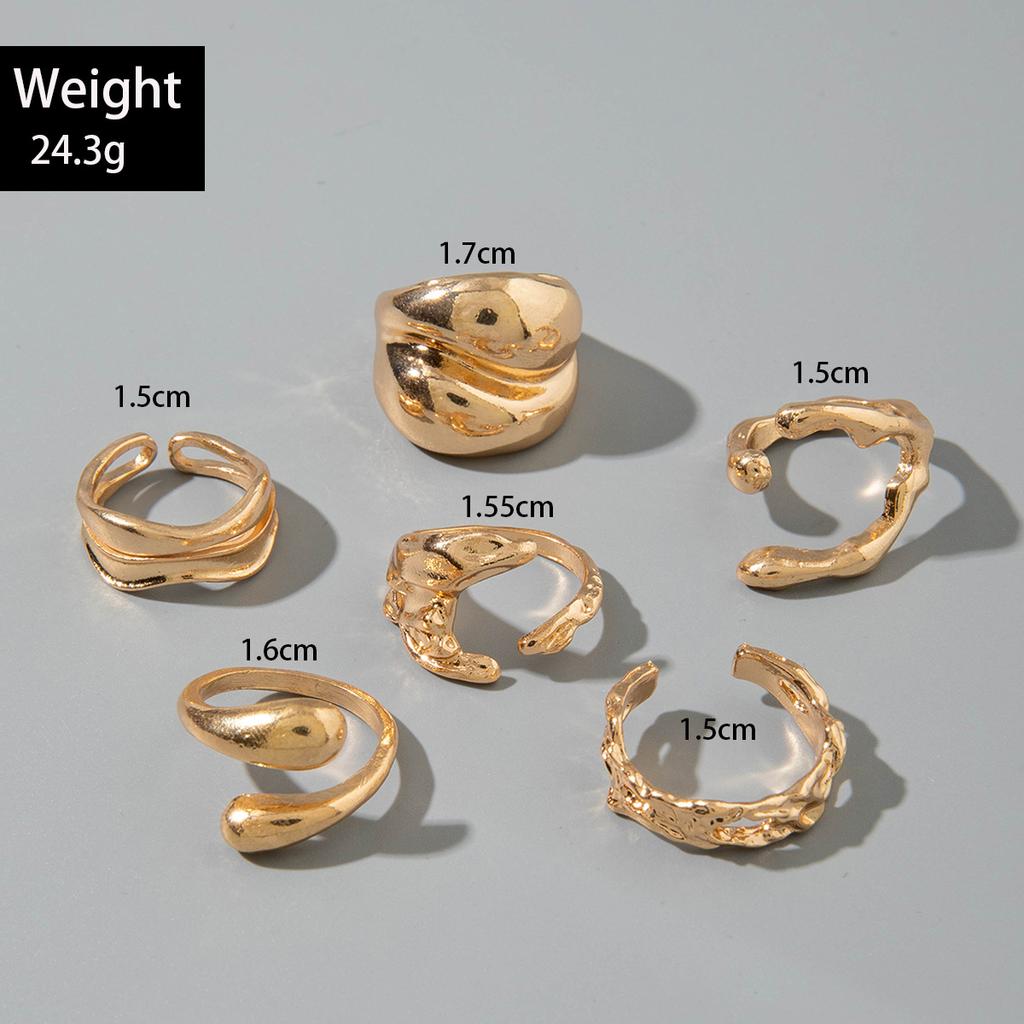 European and American Style Geometric Irregular Fashion Ring Set, Personalized Design, Imitation Pearl Layered Ring Ring