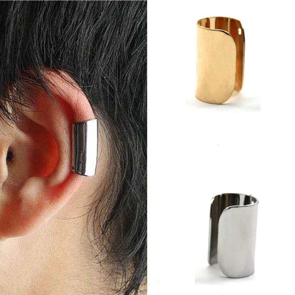 Copper Long Tube Clip Earring Solid Color Fake Ear Cuff Daily Ear Bone Clip  Piercing Jewelry