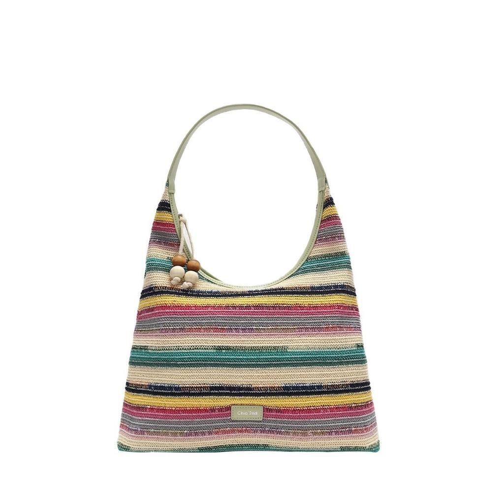 Сумка Rainbow Haitote женская 2024 новая плетеная сумка на море большая вместительная сумка через плечо