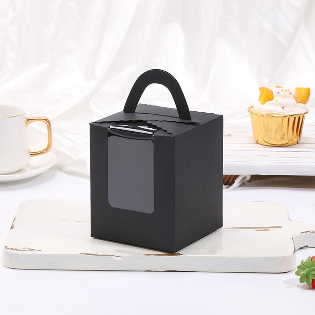 10Pcs Cupcake Boxes with Inserts Windowed Cupcake Holders Stackable Deep Cupcake Carrier Food Grade Containers for Home Cake Dessert Shops