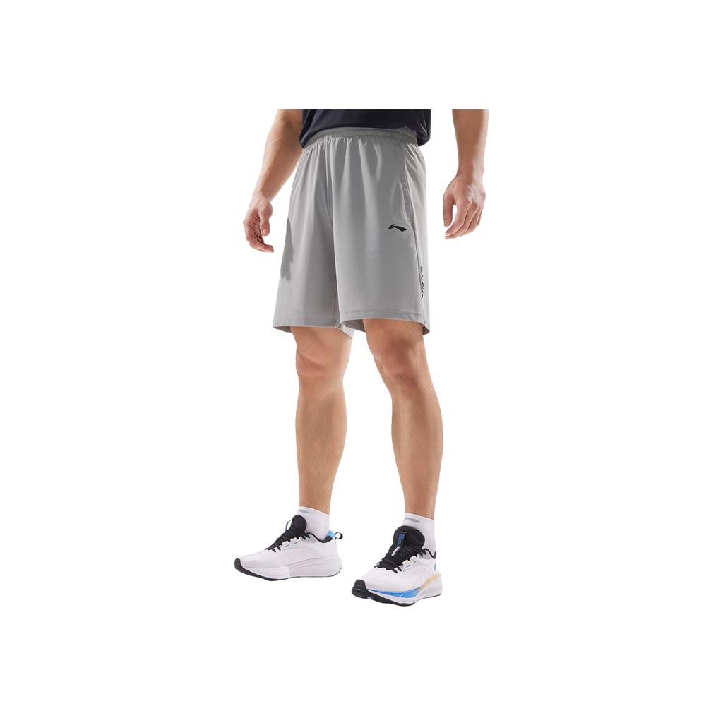 Li Ning Fitness Series Casual Simple Solid Color Elastic Sports Shorts Men Shorts Geological-Gray AKYV033-2