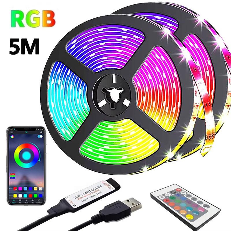 Светодиодная RGB лента DC5V 1-30 м USB Bluetooth Инфракрасный 24-кнопочный пульт дистанционного управления Гибкая лента для лампы для фестиваля, вечеринки, ТВ, стола, спальни