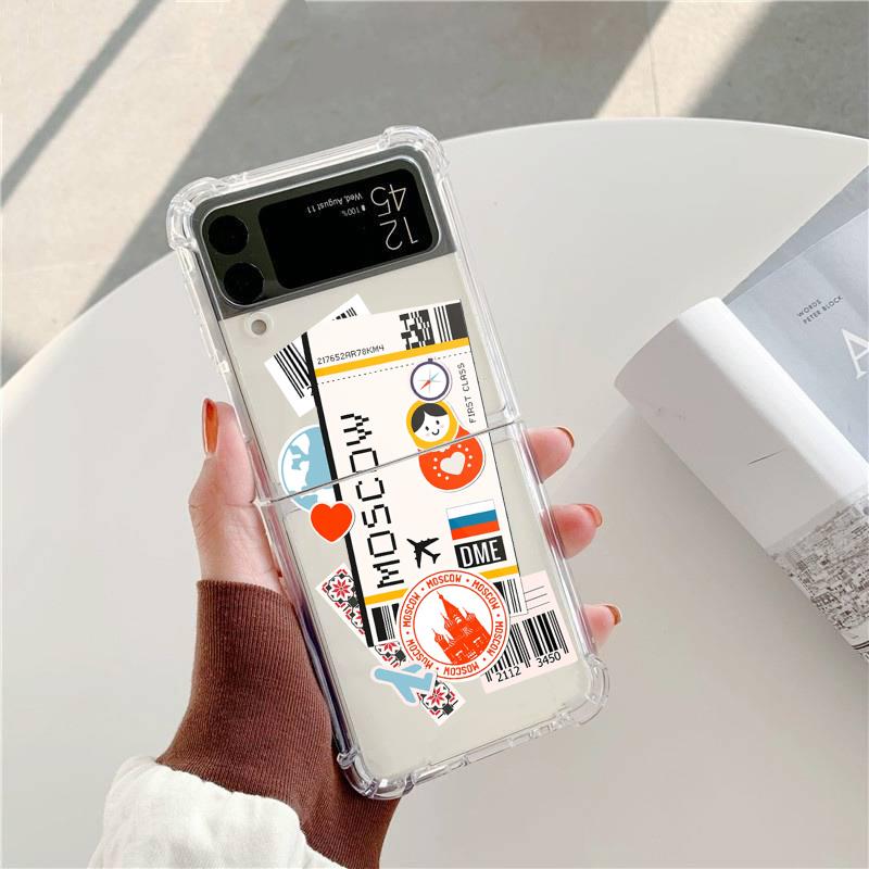 Чехол для телефона Samsung Galaxy Z Flip 3 4 5G Z Flip4 Z Flip5 с дизайном авиабилета New York Los Angeles, защитный чехол