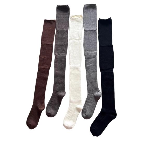 Чулки-ботфорты для женщин, с присборенным верхом, из толстого хлопка, вязаные, выше бедра, зимние, осенние гетры