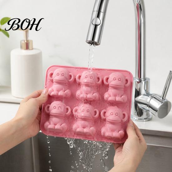 Novelty Ice Cube Mold Silicone Tray with Leak-Proof Lid, Monkey-Shaped 3D for Cubes Flexible Maker Chocolate Jelly Mini Desserts, Stackable