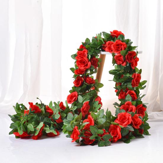 220СМ Искусственная Гирлянда из Роз 16 Головок Устойчивая к УФ-излучению Реалистичная Искусственная Цветочная Ротанговая Лиана Свадебная Вечеринка Подвесное Имитация Цветения Украшение