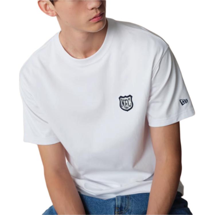 New Era FW25 Серия "Бунтарская Академия" Нашивка Вышивка Логотип Принт с Буквами Повседневная Дышащая Универсальная Футболка с Коротким Рукавом Унисекс Топы 14726602