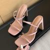 New Fashion Square Toe Mules High Heels Women Slippers Summer Gladiator Sandals Party Dress Sliders Shoes Pumps