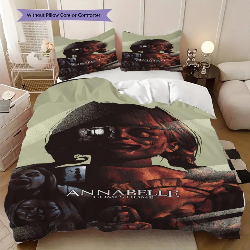 Whispers Annabelles Curse Three-piece set (1 * duvet cover + 2 * pillowcase, without core) 2D Flat Christmas birthday gift Soft and comfortable