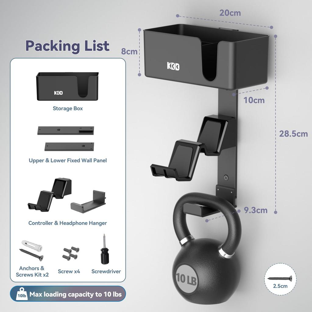 Подставка для контроллера KDD 4-в-1, Настенное хранилище для контроллеров, Нескользящая, Защита от падения, Съемная подставка для контроллера, Грузоподъемность 4,5 кг, Металл