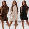 2024 Autumn/Winter Women's Trendy Long-Sleeve Hooded Solid Color Dress