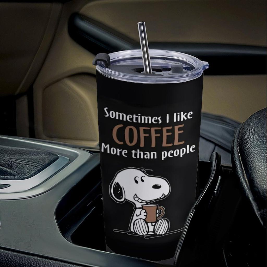 Snoopy Tumbler, Mug, Coffee Cup, Convenience Store Cup, Insulated, Insulated, Water Bottle, Direct Drinking, Stainless Steel, with Lid, Portable,