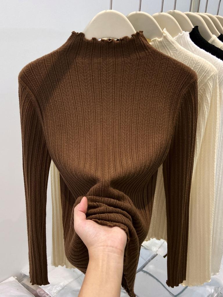 Внутренний темперамент полуводолазка облегающий трикотажный свитер с длинным рукавом женский зимний универсальный повседневный свитер-основа