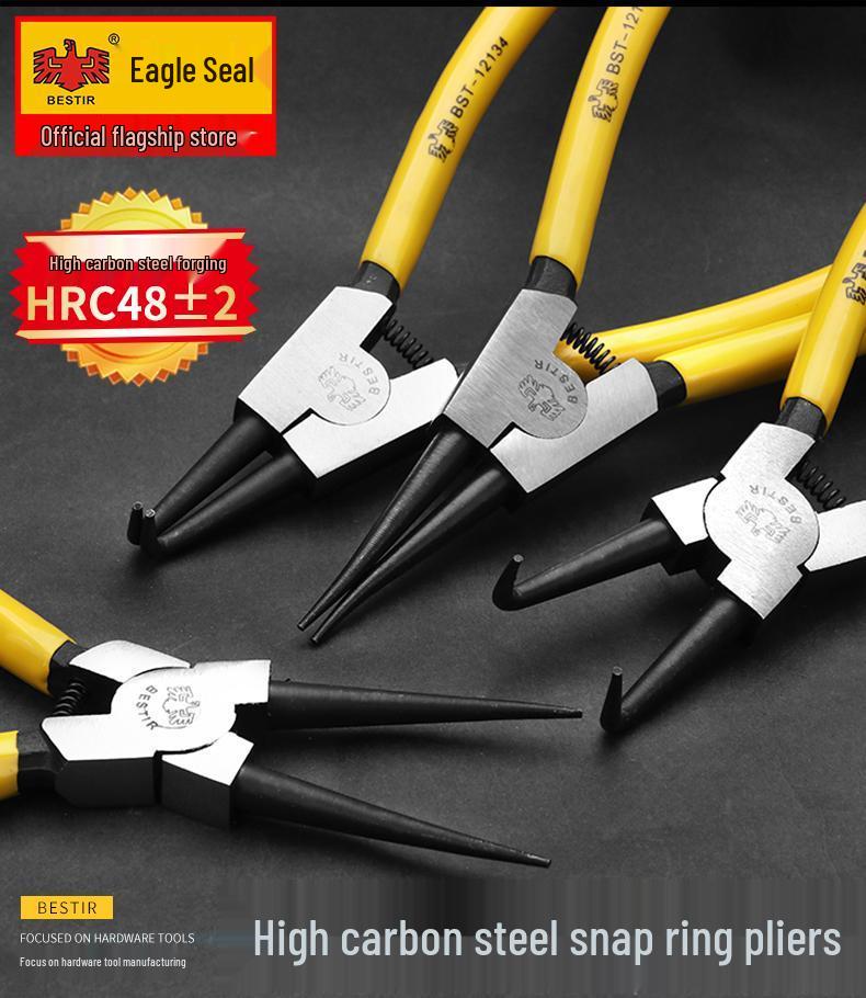 Eagle Ring Pliers Set: Internal/External, Straight/Bent, Dual-Purpose, Multi-Function Spring Retaining Pliers