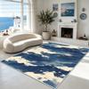 Nordic Blue White Living Room Antiskid Carpet Decoration Bedroom Short Velvet Soft Abstract Mat Washable Big Size Study Area Rug