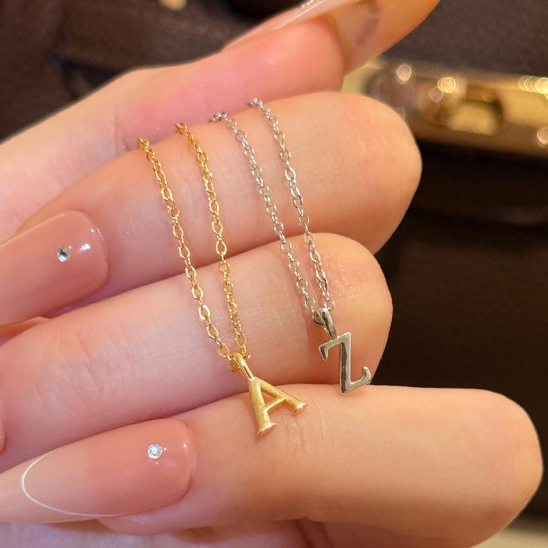 Персонализированное ожерелье с инициалом из стерлингового серебра 925 пробы - Женская цепочка на ключицу с алфавитным кулоном, ювелирный тренд