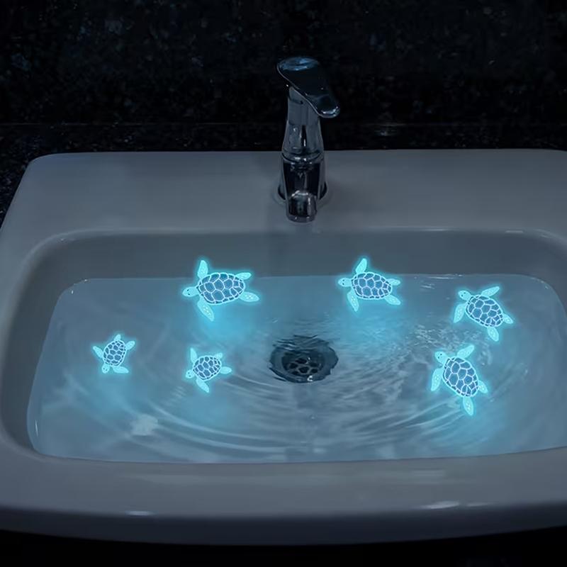 Светящиеся в темноте черепахи Самоклеящиеся наклейки Водонепроницаемые Декорации для ванной комнаты и спальни Домашний декор Стена раковины Искусство