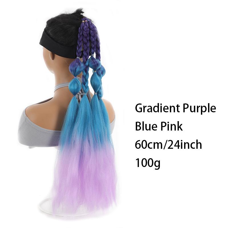 A Ponytail Wig with Colored Bubble Braids and a Ponytail Synthetic Fiber That Is Heat-resistant for Women Easy To Wear for Parties and Gatherings