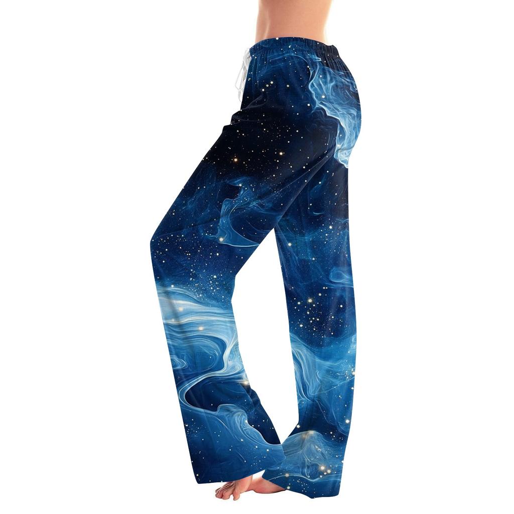 Женские повседневные прямые брюки с принтом «Небо» Домашняя пижама Повседневные брюки