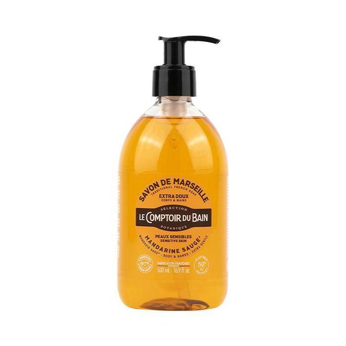 Savon liquide - Le Comptoir du Bain - Extra Doux - 500ml - Parfum Mandarine Sauge - 97% naturel