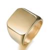[ALOHAMONI] Seal Stand Ring Surgical Stainless Steel Matte Processing Hair Line Mat Finishing Seal Stand Stamp Ring Signet Square Ring Men's (gold,