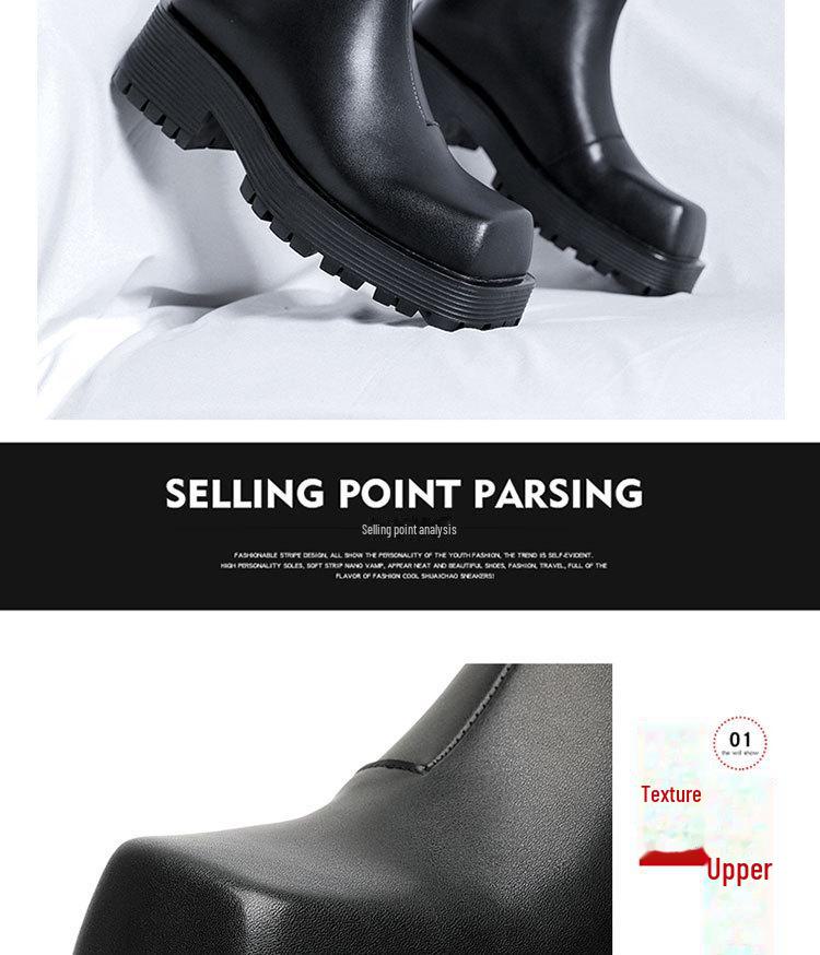 Осень 2023 г. Мужские высокие ботинки Martin с квадратным носком, толстой подошвой и молнией сзади 8118-R