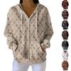 Women's Casual Fashion Long-Sleeved Zip-Up Christmas Print Knitted Hoodie