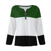 Женские модные повседневные темпераментные топы с длинными рукавами и застежкой-молнией с v-образным вырезом и цветными блоками с принтом