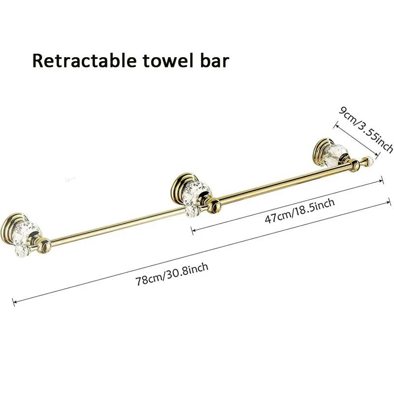 Набор роскошных хрустальных аксессуаров для ванной комнаты, полированный золотой набор фурнитуры для ванной, настенные товары для ванной, корзина-полка