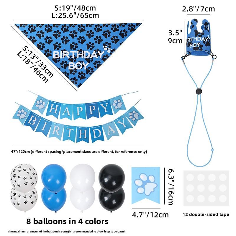 Праздничный наряд для питомца, украшение на день рождения собаки, набор флагов и шаров, шляпа для дня рождения, товары для собак и питомцев