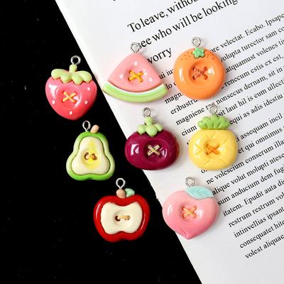 Фрукты Яблоко Клубника Смола Аксессуары DIY Серьги Цепочка для Телефона Брелок Материал