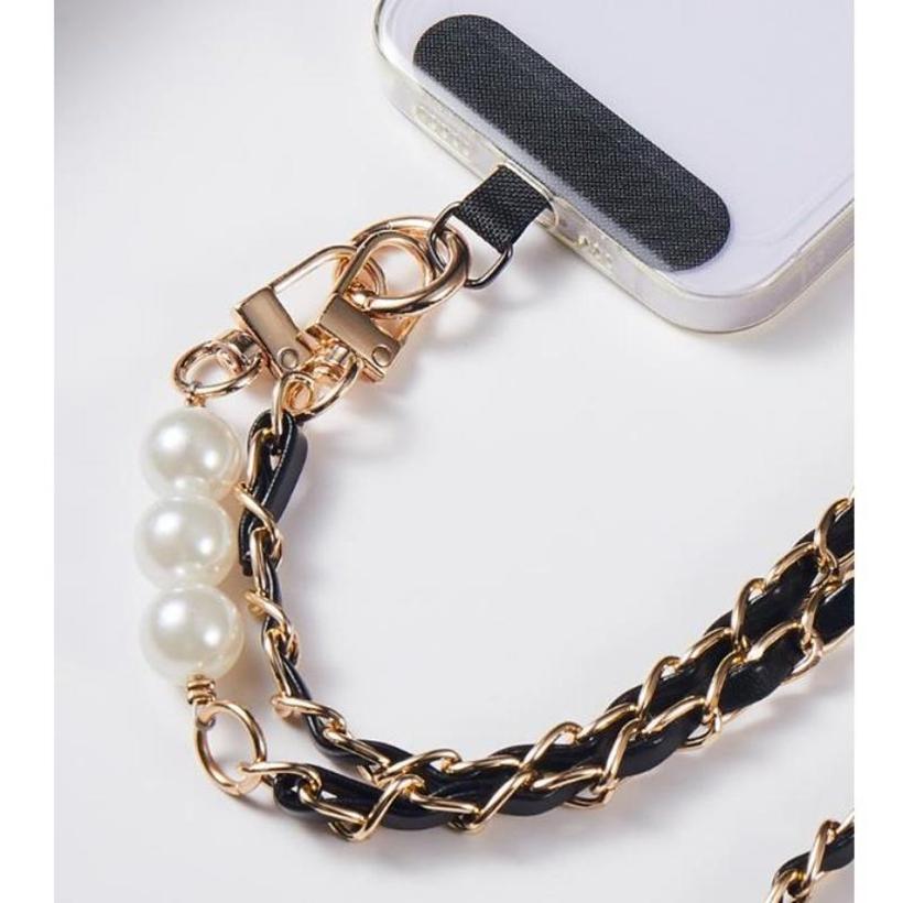 Phone Lanyard Women's Long Leather Woven Metal Chain Phone Case Detachable Phone Lanyard Diagonal Cross Bag Decoration