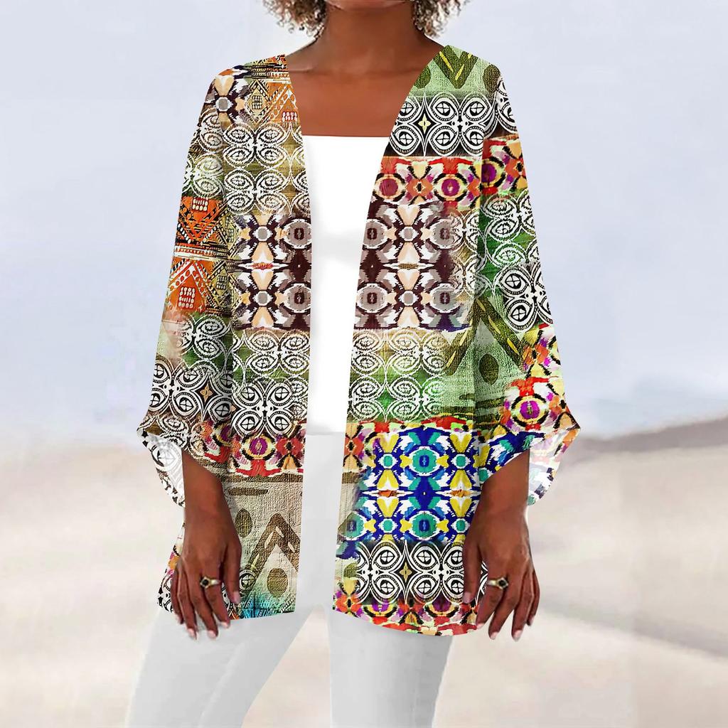 Женская повседневная модная легкая куртка средней длины с принтом, кардиган