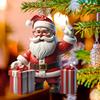 Christmas Tree Hanging Decorations Cartoon Santa Snowman Ornaments 2D Flat Acrylic Pendant for Tree Car Supplies