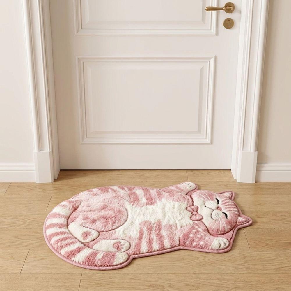 2D Home Decor Carpet Anti-fouling Cartoon Carpet Cute Cat-Shaped Area Rug Bedrooms