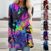 Women T-shirt Color Fusion Pattern Casual Weekend Activity Street Wear Long Sleeve Fashion Print T-shirt Plus Size Apparel S-5XL